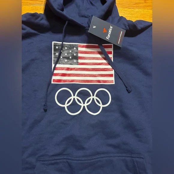Fanatics Blue Hoodie with Flag and Olympic Rings - Picture 5 of 8